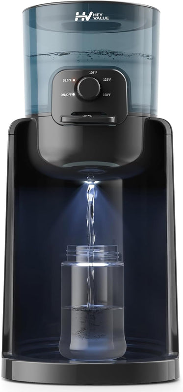 HEYVALUE Water Warmer for Baby Formula with Night Light,Bottle Warmer,Black | 4 Temperature Control & 72H Keep Warm, Detachable Tank, Instantly Dispenses Warm Water, Feed Baby More Easier and Healthier