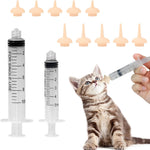 Pet Feeding Syringe with Nipple, Silicone Feeding Tools for Kitten Puppy Feeding Syringe for Newborn Cat Dog Small Animals Rabbits (5ml+10ml +10 nipples)