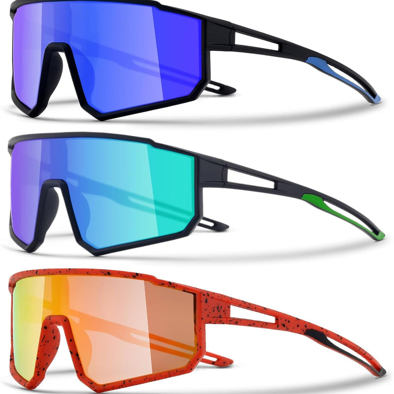 3PACK Kids Sunglasses for Boys and Girls, UV400 Protection, Baseball and Cycling Goggles