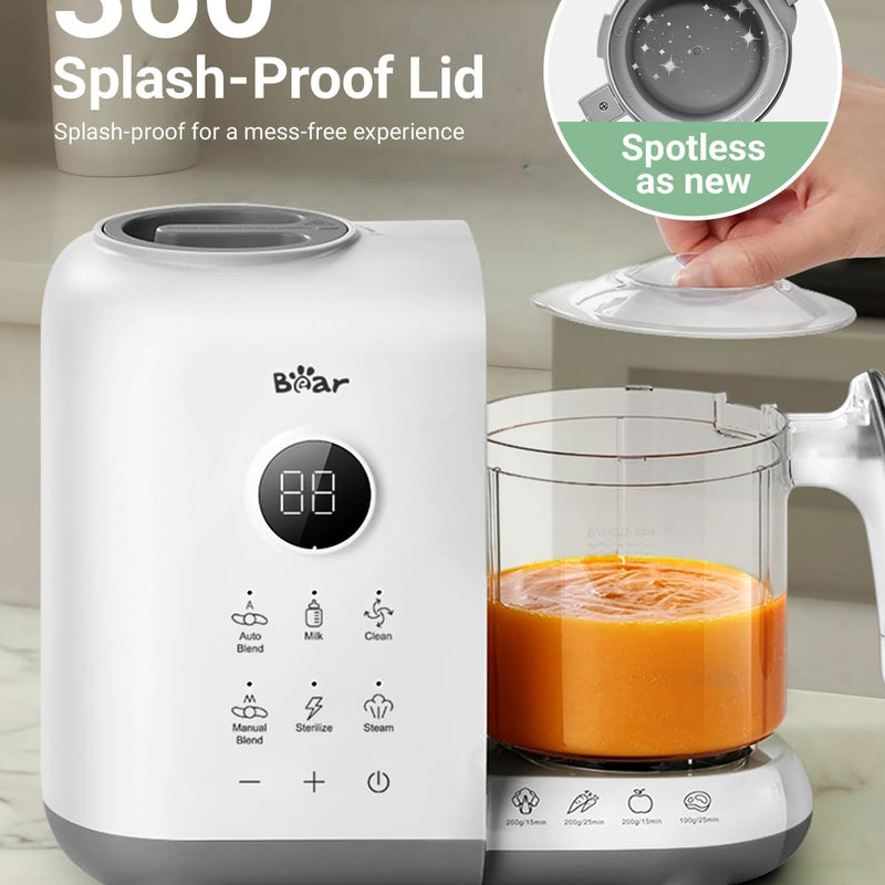 Bear Baby Food Maker Steamer&Blender with Dual-Layer Steam Baskets, 18.5oz | OneStep Baby Food Processor Puree Maker Grinder Mills Bottle Warmer, Sterili-zing for Healthy Homemade Baby Puree, BPA-Free