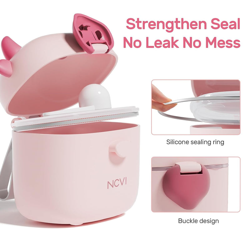 NCVI Formula Container To Go, Baby Formula Dispenser On The Go with Scoop | Formula Holder for Travel, Outdoor Picnic with Baby Infant, Portable Container for Milk Powder, Snacks, Candy, Fruits (Pink)
