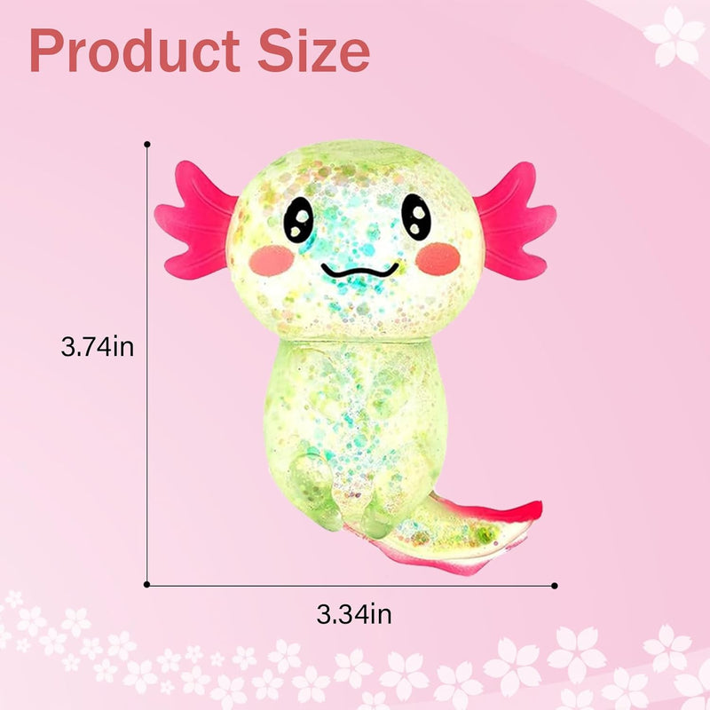 Sezua Squishy Fidget Stress Ball - Taba Squishies Squeeze Sensory Axolotl Toys, Axolotl Squishy Sugar Stress Ball Toys for Adults Kid, Glitter Salamander Gift for Party Birthday Christmas