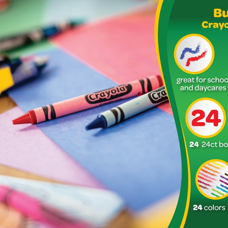Crayola Crayon Packs in 24 Vibrant Colors, Perfect for Preschool Classroom Supplies and Arts & Crafts Projects