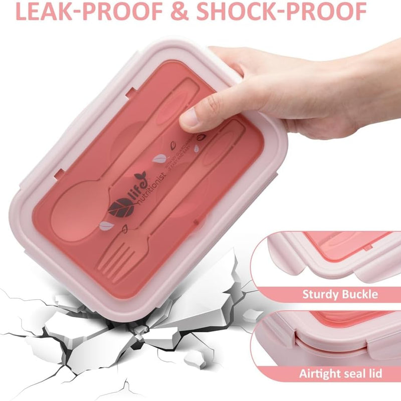 LOVINA Bento Boxes for Adults - 1100 ML Bento Lunch Box For Kids Childrens With Spoon & Fork - Durable for On-the-Go Meal, BPA-Free and Food-Safe Materials