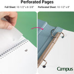KOKUYO Spiral Notebook, 3 Pack Campus 10-1/2" x 8" Subject Notebooks with College Ruled, 80 Sheets, Pink Blue Green 3 Holes School Spiral Journal for Work Study Note Taking (WSG-SU-400G1×3)