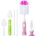 Baby Bottle Brush Kit with Suction Base, Hidden Cleaner & Sponge, Green | Suction baby bottle brush kit with hidden cleaner and sponge heads. Usage fit applies for compact bottles and cups.