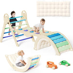 ElegantCrafts Pikler Triangle Set with Cushion, Montessori Climbing Set, Indoor Climb Toys, Indoor Playground Jungle Gyms, 9 Combinations Climbing Toy Set for Toddler, Baby, Kids 1-4