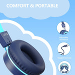 bywulanda upgrade usb type c kids headphones for safe volume limited kids school headphones dark blue