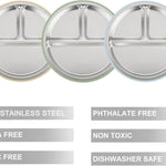 PandaEar 3 Pack Stainless Steel Baby Suction Plates, Divided Toddler Plate for Baby Led Weaning Supplies, Non-Slip Toddler Baby Feeding Set Dishwasher Safe (Blue/Green/Brown)