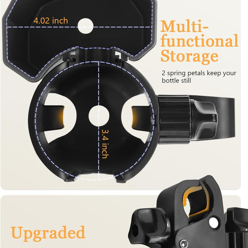 Universal Stroller Cup Holder with Phone Holder for Walker Wheelchair | 360° Rotatable Strong Clip, Big Storage Space, Also for Stroller, Bike (UM-SCH-B2505)