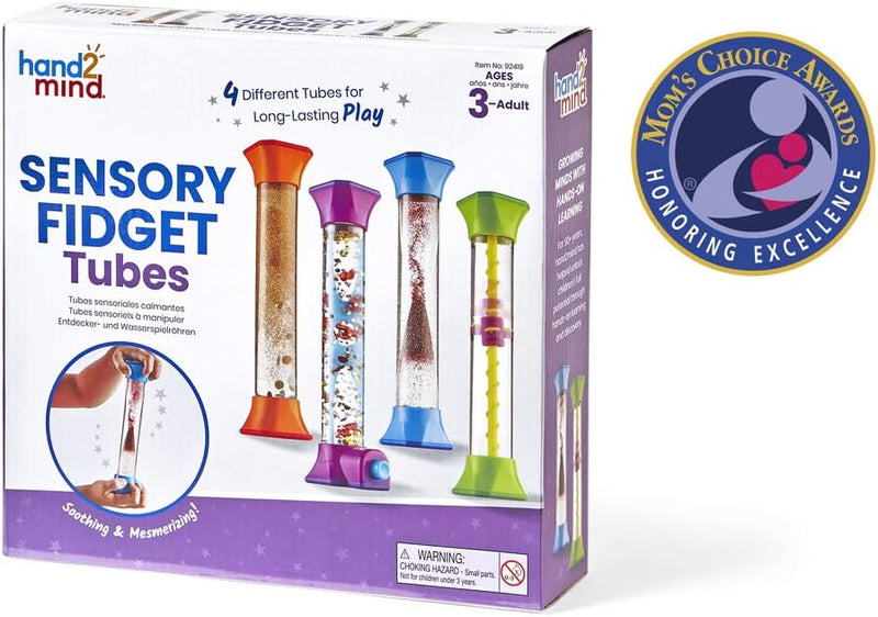 hand2mind sensory fidget tubes for kids, anxiety relief items, calm down corner supplies, classroom toys
