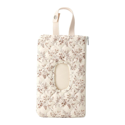 Quilted Baby Wipe Holder Floral Wipe Pouch Portable Hanging Wet Wipes Bag for Stroller, Travel