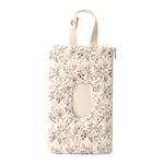 Quilted Baby Wipe Holder Floral Wipe Pouch Portable Hanging Wet Wipes Bag for Stroller, Travel