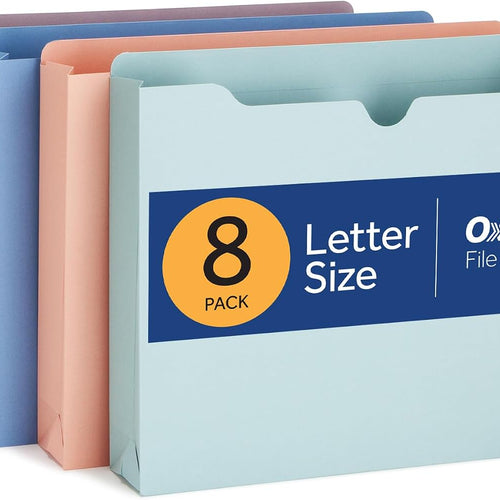 Oxford Expanding File Folders, 8 Pack, Closed Sides, Expands 2", 4 Pastel Colors, Letter Size (8.5" x 11"), Color-Coding for School, Office & Home Document Organization
