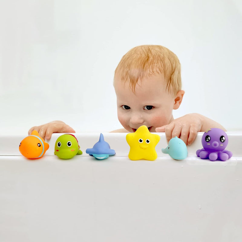 Hely Cancy Infant Bath Toys, No-Hole Design for Safe & Easy Cleaning, 18+ Months