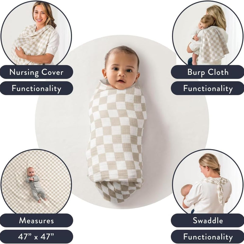 Itzy Ritzy Breastfeeding Boss Multi-Use Baby Wrap & Cover (Checkerboard)