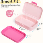 Sooez Double Layer Pencil Box, Plastic Pencil Case with Latch, Hard School Supply Box for Girls Boys Kids, Large Crayon Marker Pen Holder, Cute Art Storage Organizer, 1 Pack, Pink