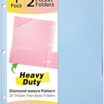 Sooez 6 Pack 2-Pocket Folders Heavy Duty, Plastic Folders with Pockets 3 Hole Punched, Pockets Folder for 3 Ring Binder with Writable Label, Letter Size, Pastels