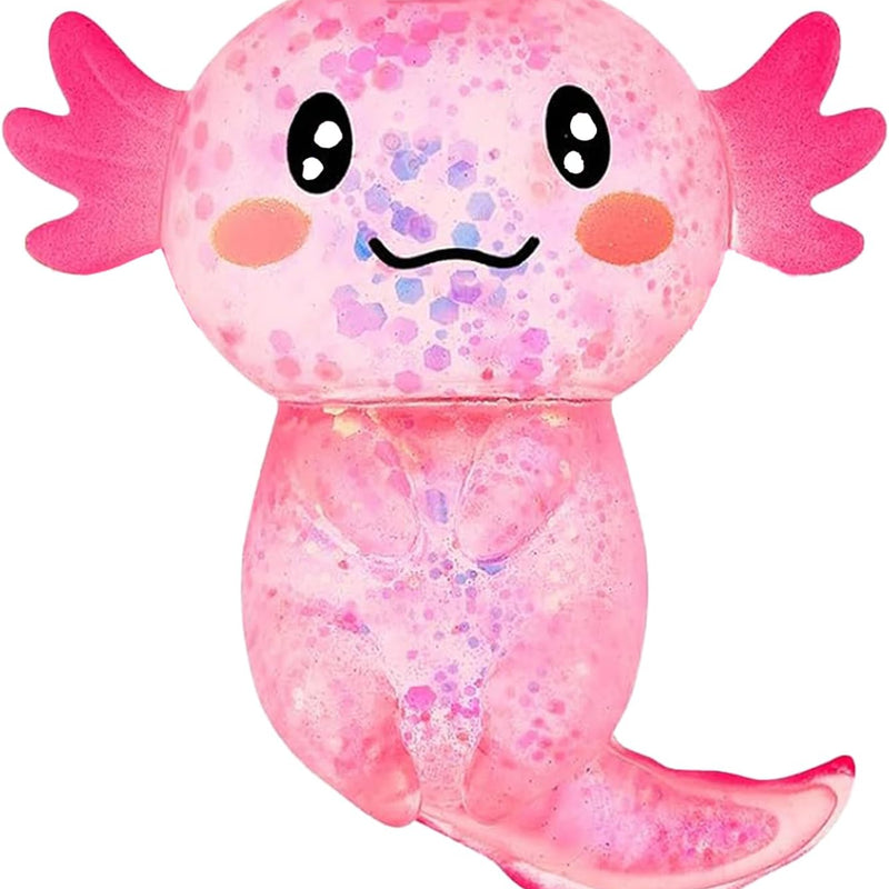 Sezua Squishy Fidget Stress Ball - Taba Squishies Squeeze Sensory Axolotl Toys, Axolotl Squishy Sugar Stress Ball Toys for Adults Kid, Glitter Salamander Gift for Party Birthday Christmas