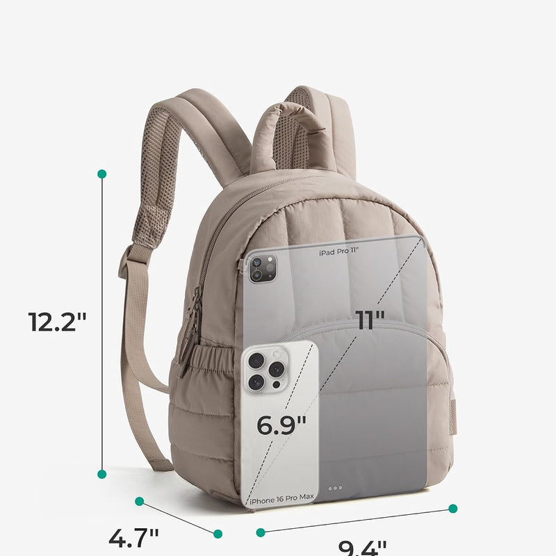 BAGSMART Mini Backpack for Women, Lightweight Puffer Backpack Purse, Quilted Casual Daypack, Water-Resistant Bookbag | Quilted Casual Daypack, Water-Resistant Bookbag for Daily, with Anti-theft Pocket, work