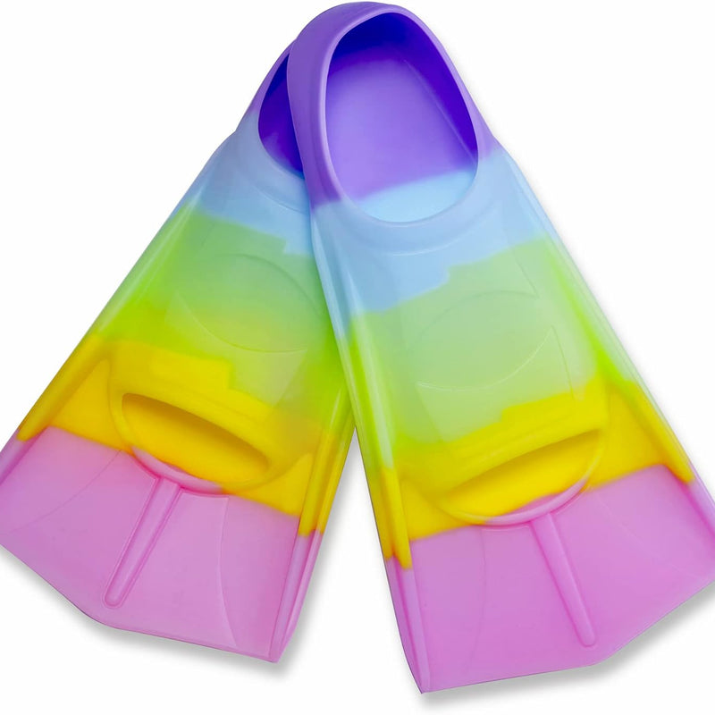 Kids Short Swim Fins, Lap Training Flippers for Pool Youth Beginners