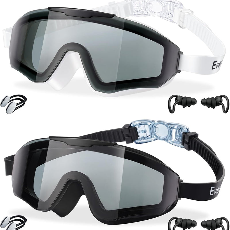 EverSport 2 Pack Kids Swim Goggles Age 8-16 Extra Silicone Layer, Swimming Goggles for kids Teen Youth Children Boys Girls