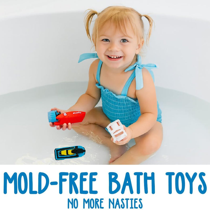 SplashEZ Boat Toys for Toddlers & Kids, Mold Free Bath & Pool Toys No Hole | Floating Toy Boats for Bathtub, Shower, Pool, Boys & Girls, Ages 4-8
