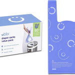 Ubbi Disposable Baby Diaper Sacks, Lavender Scented, 400 Count | Easy-To-Tie Tabs, Made from 50% Recycled Material, Disposable On-The-Go Bags, Diaper Bag and Travel Essential
