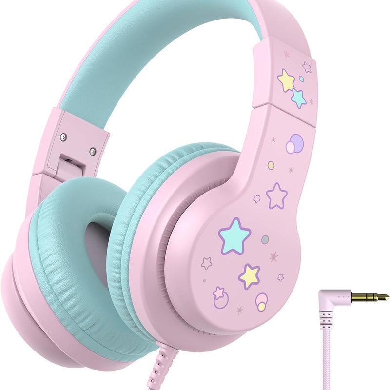 iClever Kids Over-Ear Headphones with Safe Volume Limited and HD Mic for School Travel and FunShare Foldable