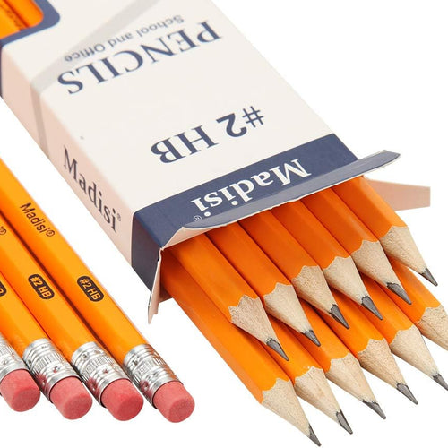 Madisi Wood-Cased #2 HB Pencils Bulk, 192 Count, Pre-sharpened | 16 Packs of 12-Count, Box of Pencil Set, Classroom Supplies, Yellow