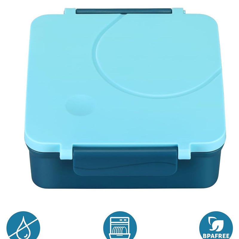 Bento Lunch Box Set for Kids with 8oz Soup Thermo, Leak-Proof Lunch Containers with 4 Compartment, Kids Thermo Hot Food Jar and Insulated Lunch Bag for Kid to School-Blue