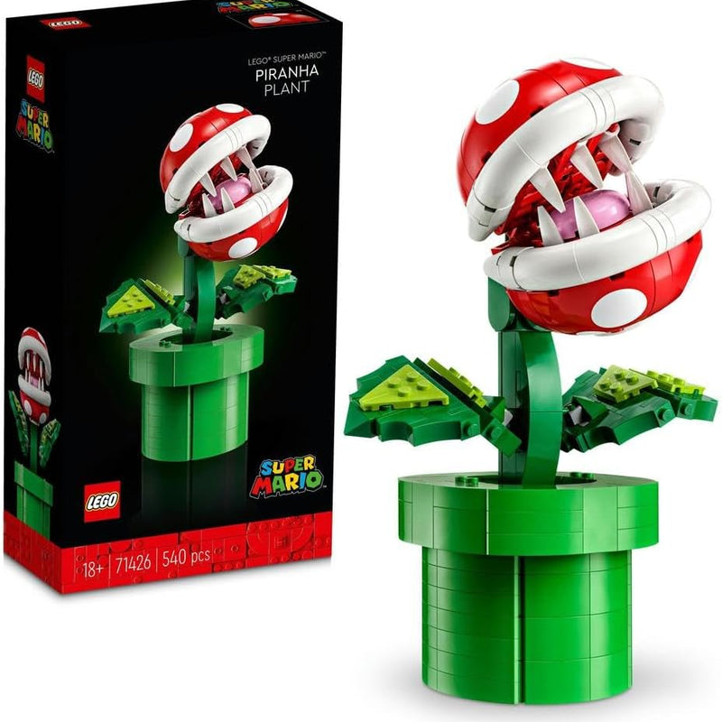 Build and display the LEGO Super Mario Piranha Plant with 540-piece set for adult fans, ages 18+ years