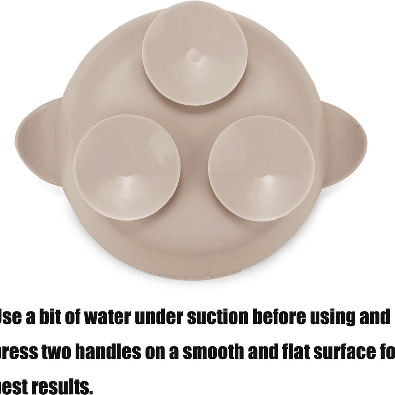 PandaEar 3 Pack Silicone Suction Baby Bowls & 3 Baby Feeding Spoons | Non-Slip Stay Put Bowls & Soft Silicone First Stage Spoons for Toddlers, BPA-Free Baby Led Weaning Set, Linen Brown Tan