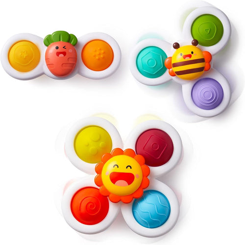 LiKee Strong Suction Cup Fidget Rotating Sensory Bath Toy for Baby, 10+ Months, Airplane Car Travel Table & Window Toy