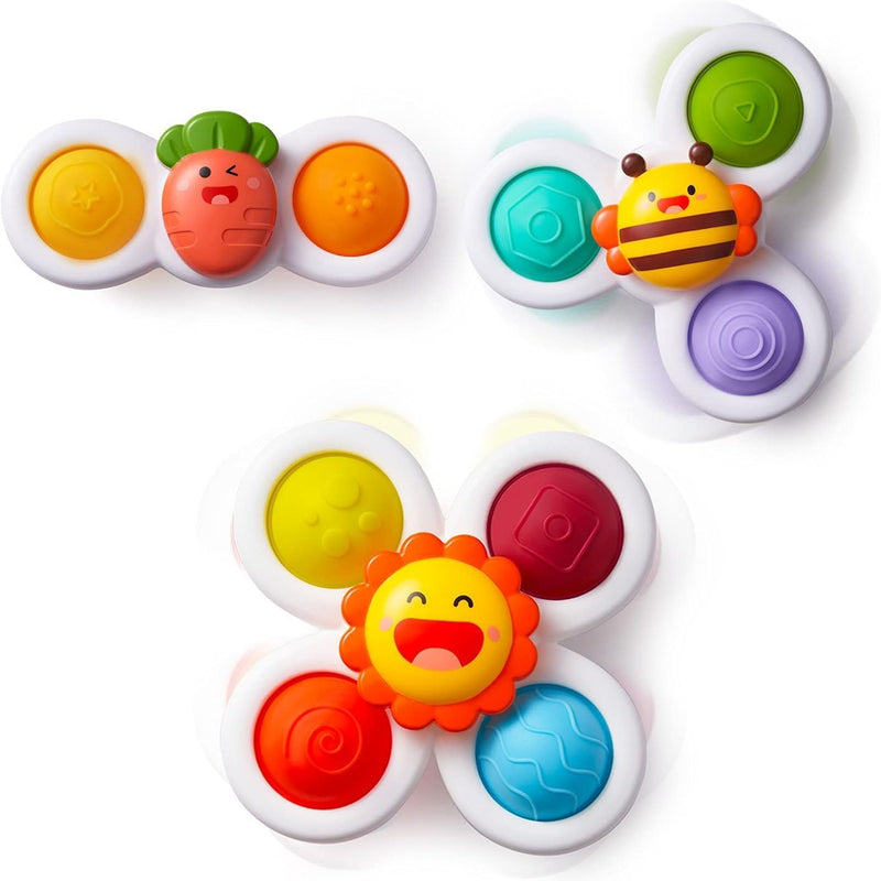 LiKee Strong Suction Cup Fidget Rotating Sensory Bath Toy for Baby, 10+ Months, Airplane Car Travel Table & Window Toy