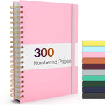 Forvencer Lined Spiral Journal Notebook with 300 Numbered Pages, B5 College Ruled Thick Journals for Writing with 100GSM Paper, Hardcover Notebooks with Contents for Work, School, Women, Men, Black