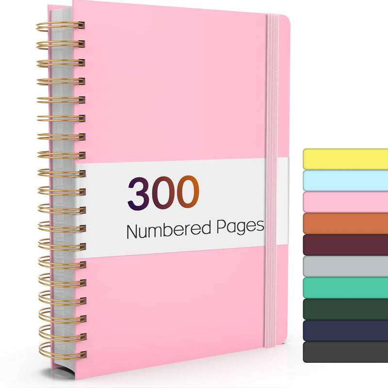 Forvencer Lined Spiral Journal Notebook with 300 Numbered Pages, B5 College Ruled Thick Journals for Writing with 100GSM Paper, Hardcover Notebooks with Contents for Work, School, Women, Men, Black