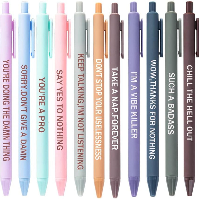 Cityhermit 11Pcs Funny Adult Ballpoint Pen Set, Premium Days of The Week Swear Cuss Word Pens for Office Gifts, Novelty Pens for Corworkers