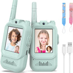 Rechargeable Long Range Walkie Talkies for Kids, 2 Pack, Age 3-5, Outdoor Use, Video and Voice Chat, Pink and Blue Design