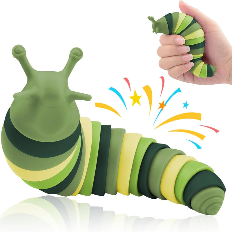 Cevioce Fidget Slug Toy 3Pcs Autism Sensory Toys for Autistic Children Airplane Car Travel Essential Toys Gifts for Kids Toddlers Girls Boys Slug Fidget Toys for Kid Adult Easter Basket Stuffers