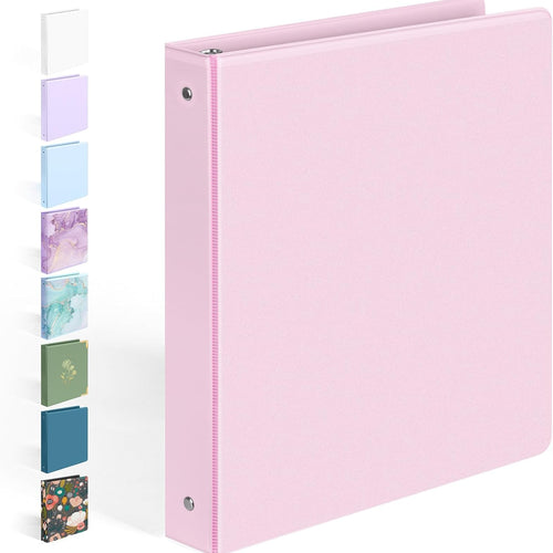 BinderX Extra Durable 3 Ring Binder, Round Rings 1 Inch Binder, Fits 175 Sheets of 8.5x11 Paper, Customizable View Cover with Inside Pockets, Cute 1" Binders, 1 Inch Binders 3 Ring, Pink