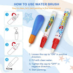 water doodle mat for kids with 6 magic pens, reusable, no ink, no paint, water-resistant