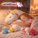 kmuysl unicorn mommy plush toys for girls ages 0-8, soft fabric, 4 baby unicorns, gift box