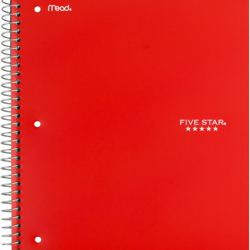 Five Star Spiral Notebook + Study App, 6 Pack, 1 Subject, Wide Ruled Paper, 8" x 10-1/2", 100 Sheets, Fights Ink Bleed, Water Resistant Cover, Assorted Colors (38042)