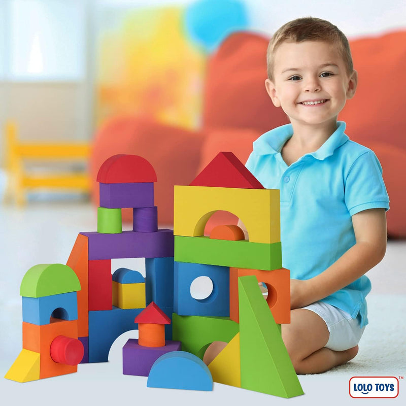 LOLO TOYS Large Building Foam Blocks - Giant Jumbo Big Blocks for Toddlers (30 Pieces)