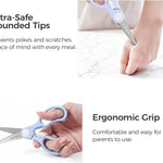 Premium Stainless Steel Portable Baby Food Safety Scissors, Detachable Feeding Shears for Toddlers Infant Kids Food Cutting Meats Noodles Vegetables with Protactive Cover