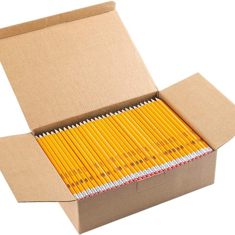 Madisi Wood-Cased #2 HB Pencils Bulk, 320 Count, Pre-sharpened | Box of Number 2 Pencils, Yellow, School Pack