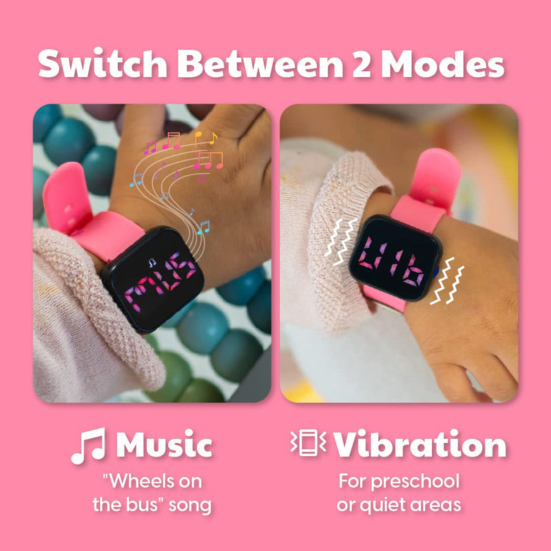 Potty Training Watch for Kids V2 – A Water Resistant Toilet Reminder Device for Boys & Girls to Train Your Toddler with Fun/Musical & Vibration Interval Reminder with Potty Training eBook (Pink)