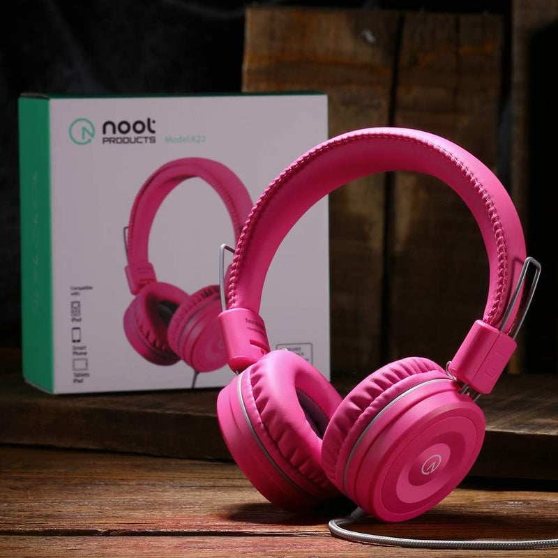 noot products K22 Kids Headphones Wired 3.5mm Jack, Foldable, Flamingo Pink | Stereo Tangle-Free 5ft Long cord, Plug-in, On-Ear Headset for Children, Boys, Girls, iPad, School, Kindle, Travel, Plane