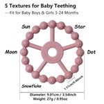 3 Pack Silicone Teething Ring Toys for Babies 0-6 Months, Seposeve Toddler Teethers for 6-12 Months, 12-24 Months, Purple Pink White